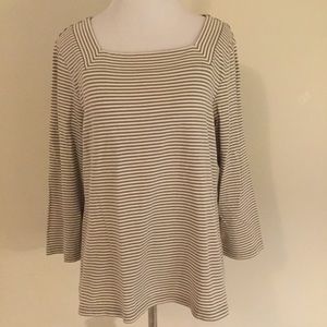 Chico’s striped knit top square neck size 1